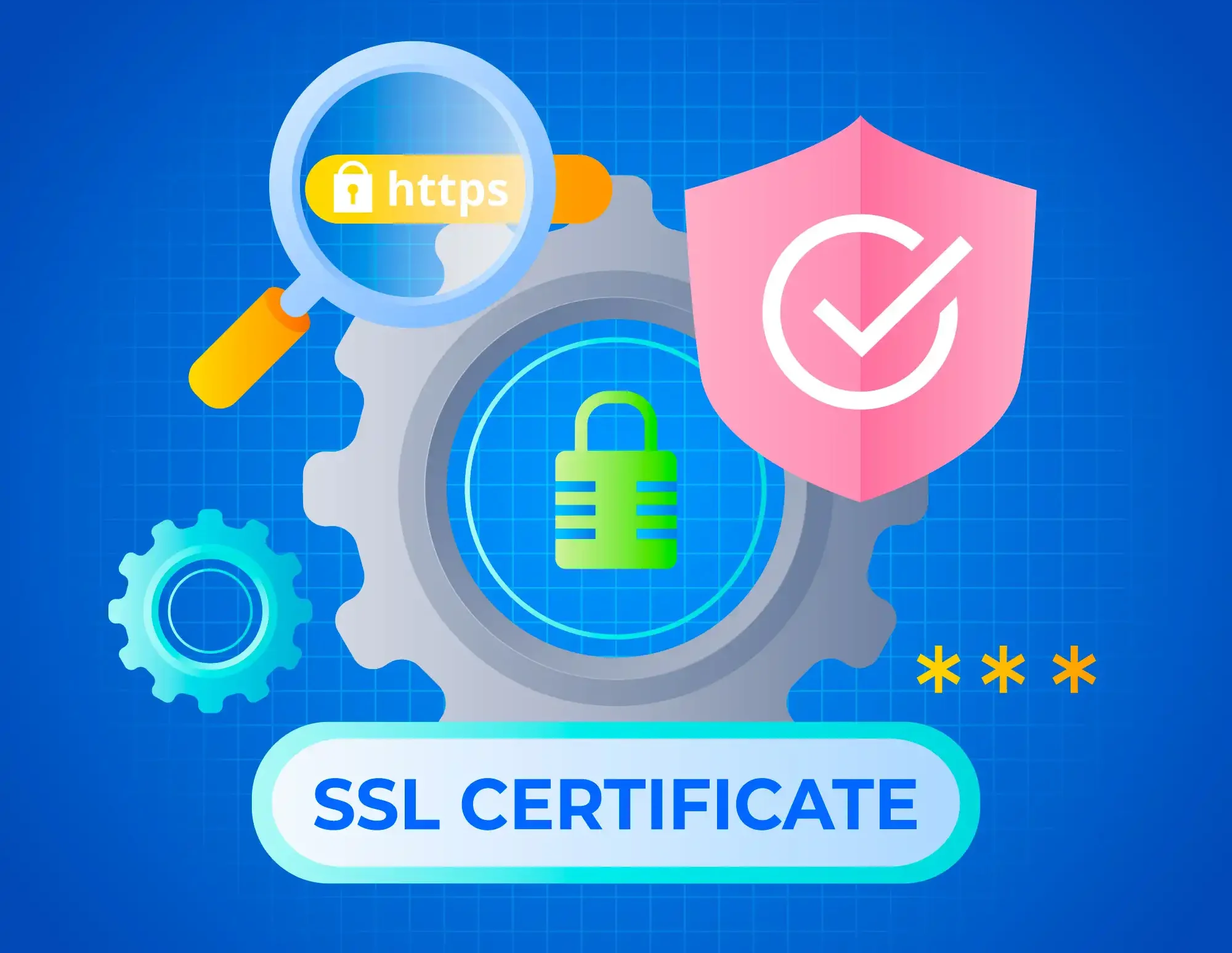 Visual representation of an SSL certificate and website security features. Important for SEO services provided by a digital marketing expert in Alappuzha